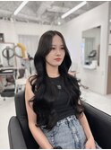 ダークグレージュ オルチャンレイヤー レイヤーロング 艶髪