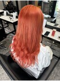 ケアブリーチオレンジベージュハイライトバレイヤージュ