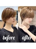 ショートボブ髪型30代40代50代前髪あり前髪無し面長丸顔【西村ss