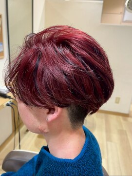 ラファンス 栗林店(LaFENCE) メンズショート/ブリーチ/レッド/ツーブロックショート