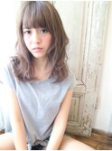 外国人風アッシュ★厚めバングAライン抜け感セミディ