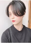 【モリオ原宿】黒髪ハンサムショート前髪なしセンターパート