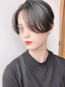 モリオフロムロンドン 原宿本店(morio from London) 【モリオ原宿】黒髪ハンサムショート前髪なしセンターパート