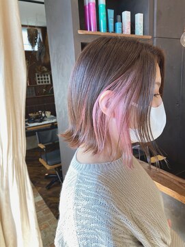 ベランダ(veranda) ボブ・インナーカラー・ホワイトピンク