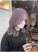 ラベンダーカラーラベンダーシルバー韓国ヘアくびれヘア10代20代