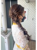 サイド編み下ろし　ヘアセット　お出かけヘア　お呼ばれヘア