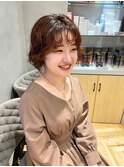 前髪スパイラルパーマ◇ブリーチなしオレンジブラウン 梶屋