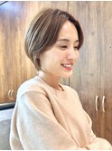 大人ハンサムショート/前髪なしショート/ショートボブ/30代40代