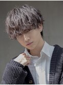 スペインカールスパイキーショートブルーブラック韓国マッシュ