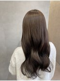 透明感ショコラブラウン艶カラーゆるふわウェーブ巻きロングヘア