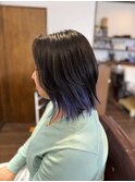 【ROOM】お洒落インナーカラー　ブルーパープル　くびれヘア