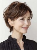 白髪ぼかし脱白髪染め似合わせショートボブ40代50代60代
