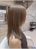 表参道酸性ストレートパーマ艶髪セミロングレイヤーベージュ40代
