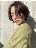 大人可愛い切りっぱなしひし形レイヤーカットモカベージュ