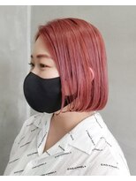 テトヘアー(teto hair) ピンクカラー　ワンレンボブ　ピラミンゴカラー　韓国