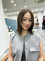 シェノン 夙川(CHAINON)&nbsp;大人前髪顔周りレイヤーロング/黒髪グレーベージュ/20代30代40代