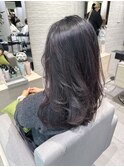 黒髪ミディアムレイヤーロング簡単スタイリング