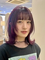 ダークピンクカラー＋外ハネカット