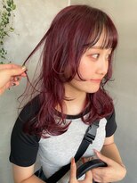 テトヘアー(teto hair) 赤髪 レッドカラー レイヤー ウルフ ワインカラー