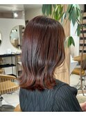 20代～30代オレンジブラウンカラーくびれボブ