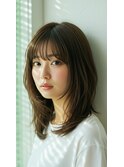 シースルーバング小顔前上がりレイヤーカット越谷30代40代