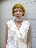 ミニボブカットマッシュボブカット顔まわりカットイエローカラー