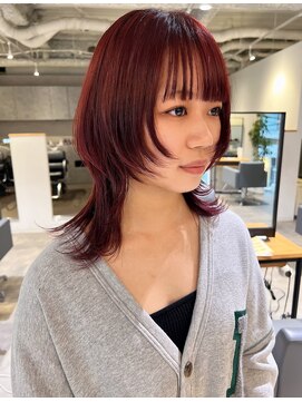 ヘアーズルネッタアベノ(HAIR'S Lunetta abeno) 今っぽいウルフカット×暖色系カラー