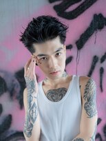 ケアリー 川西能勢口(Carelly)&nbsp;ツイストパーマ七三オールバックマッシュウルフスリークショート