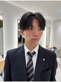 卒業式仕様のナチュラルコンマバングセンターパート