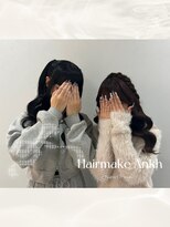 ヘアメイク アンク 【左】高めハーフツイン 【右】編みたらし