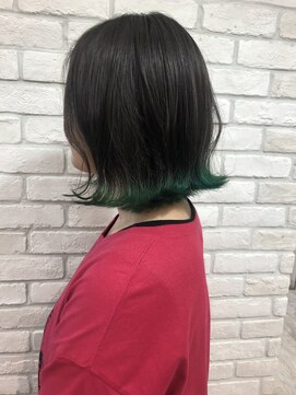 シュガー ヘアアンドネイル 仙台(SUGAR) 切りっぱなしボブカーキグレージュマッシュショート裾カラー