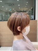 【白髪ぼかしハイライト】ベージュショート