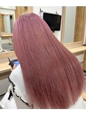 大人可愛いストレートロングハイトーンブリーチライトピンク
