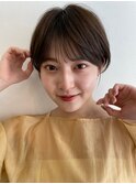 小顔耳かけショート×くすみベージュ[横浜駅]