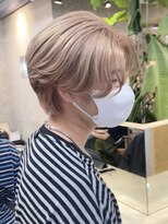 サンクマーケット 渋谷(cinq MARKET) 韓国メンズピンクベージュミルクティーカラーセンターパートヘア