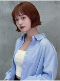 20代・30代_切りっぱなし_暖色ボブ