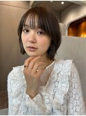 ミルクブラウン/ボブ/オリーブベージュ/ブリーチなし/原宿