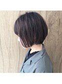 【ショートボブ×透明感グレージュ】
