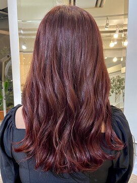 アクアオモテサンドウ(ACQUA omotesando) △ブリーチなし暖色系カラー韓国風チェリーレッド髪質改善