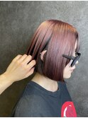 ボブスタイル×アンブレラカラー×レッドブラウン
