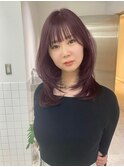 レイヤーカット韓国ヘアインナーカラーブリーチなしダブルカラー