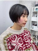 ショート/顔まわりレイヤー/ブルーブラック