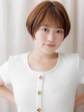 カバーヘア 上尾西口店(COVER HAIR) 丸みボブショート大人可愛いミルクティーピンク上尾20代30代40代