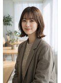 【大人可愛い】外ハネくびれボブ×透明感ショコラグレージュ