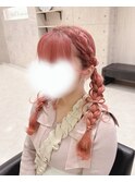 あみこみリボンツインテール／梅田ヘアセット