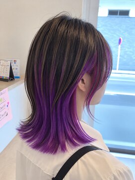 アズールサン 草加西口店(azule-sun) インナーカラー,ビビットパープル,レイヤースタイル【草加】