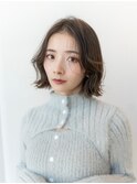 グレーベージュ/前髪パーマ/20代30代/大人かわいい/ショートボブ