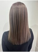 セミロングストレート×ハイライト