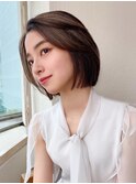 ボブシースルーぱっつん前髪おくれ毛ロブミディアムロング