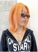 ハイトーン切りっぱなしショートボブミルクティーピンクベージュ